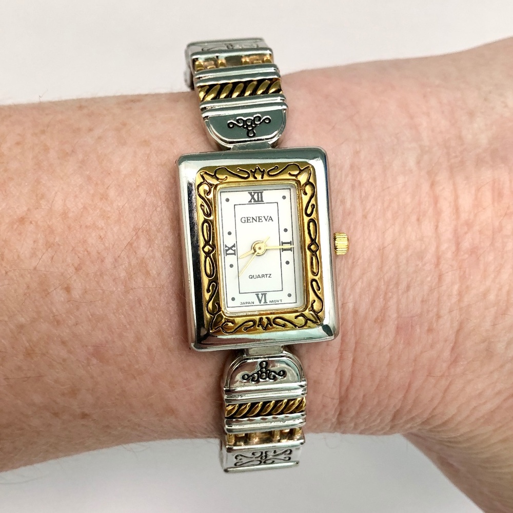 GENEVA Gold + Silver Tone Western Vintage Link Watch